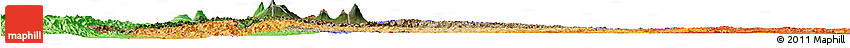 Satellite Horizon Map of Rwanda, political shades outside, satellite sea