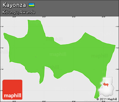 Political Simple Map of Kayonza, single color outside