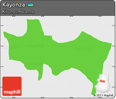 Political Simple Map of Kayonza, single color outside