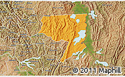 Political 3D Map of Rukara, satellite outside