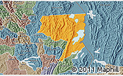 Political 3D Map of Rukara, semi-desaturated