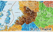 Physical 3D Map of Kibuye, political shades outside