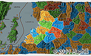 Political 3D Map of Kibuye, darken