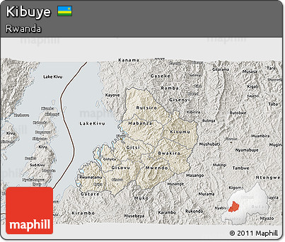 Shaded Relief 3D Map of Kibuye, semi-desaturated