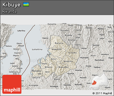 Shaded Relief 3D Map of Kibuye, semi-desaturated