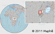 Gray Location Map of Gitsi, highlighted country, hill shading