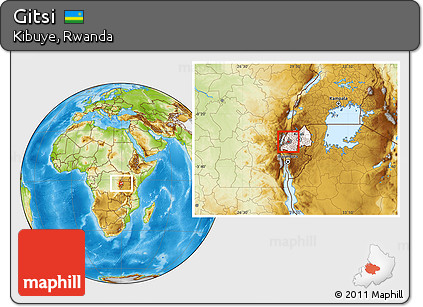 Physical Location Map of Gitsi, highlighted country, highlighted parent region, within the entire country