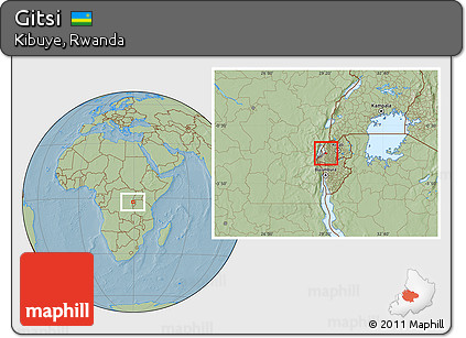 Savanna Style Location Map of Gitsi, hill shading