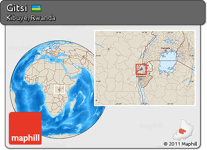 Shaded Relief Location Map of Gitsi, highlighted country, highlighted parent region, within the entire country