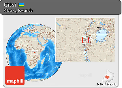 Shaded Relief Location Map of Gitsi, highlighted country, highlighted parent region