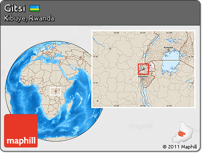 Shaded Relief Location Map of Gitsi, highlighted country, highlighted parent region