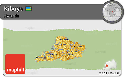 Savanna Style Panoramic Map of Kibuye, single color outside