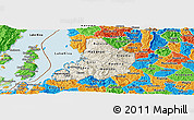 Shaded Relief Panoramic Map of Kibuye, political outside