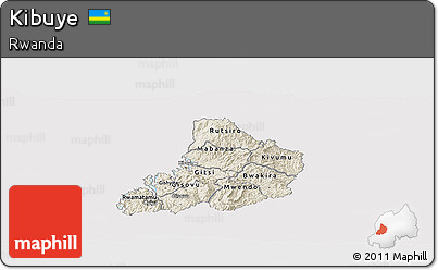 Shaded Relief Panoramic Map of Kibuye, single color outside