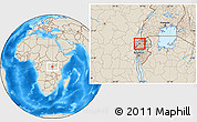 Shaded Relief Location Map of Rutsiro, within the entire country