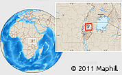 Shaded Relief Location Map of Gikomero, highlighted country