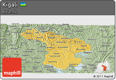 Savanna Style Panoramic Map of Kigali