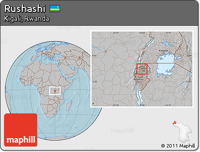 Gray Location Map of Rushashi, hill shading