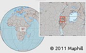 Gray Location Map of Rushashi, hill shading