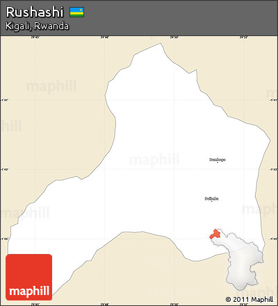 Classic Style Simple Map of Rushashi, single color outside