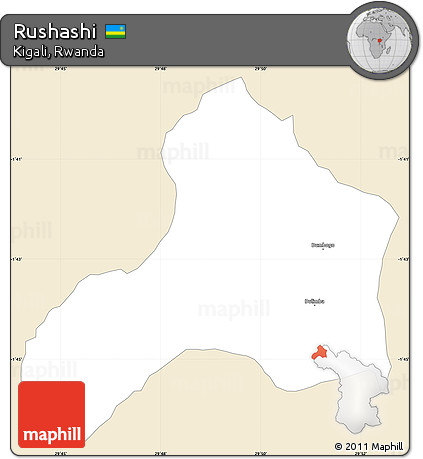 Classic Style Simple Map of Rushashi, single color outside