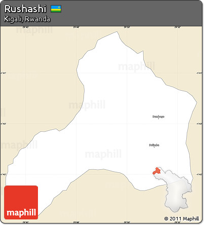 Classic Style Simple Map of Rushashi, single color outside