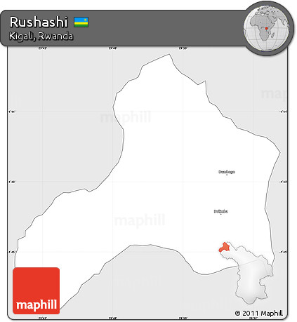 Silver Style Simple Map of Rushashi, single color outside