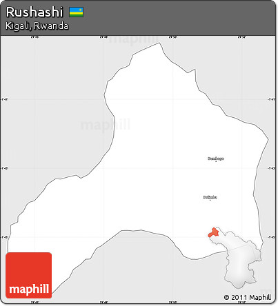 Silver Style Simple Map of Rushashi, single color outside