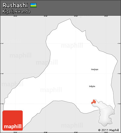 Silver Style Simple Map of Rushashi, single color outside