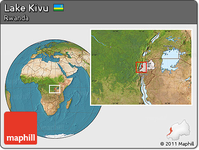 Satellite Location Map of Lake Kivu, highlighted country