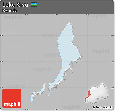 Gray Map of Lake Kivu, single color outside