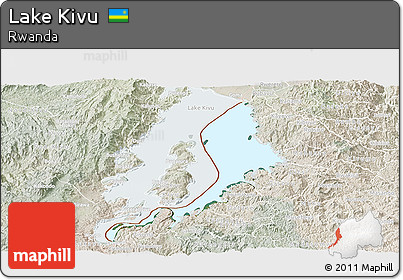 Satellite Panoramic Map of Lake Kivu, lighten