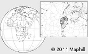 Gray Location Map of Rwanda, blank outside
