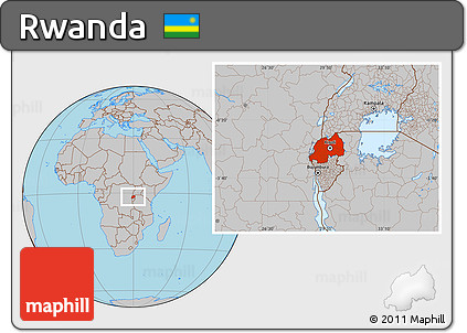 Gray Location Map of Rwanda