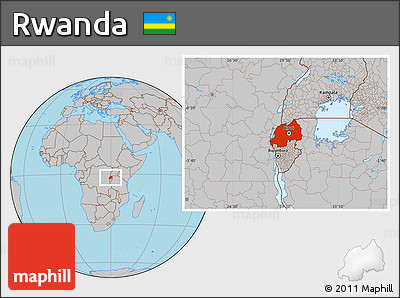 Gray Location Map of Rwanda