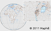 Gray Location Map of Rwanda, lighten, desaturated