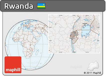 Gray Location Map of Rwanda, lighten