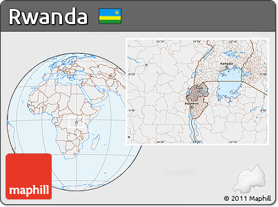 Gray Location Map of Rwanda, lighten