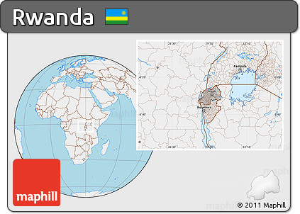 Gray Location Map of Rwanda, lighten, land only