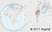 Gray Location Map of Rwanda, lighten
