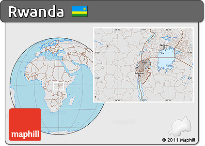 Gray Location Map of Rwanda, lighten, semi-desaturated, land only