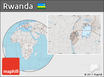 Gray Location Map of Rwanda, lighten, semi-desaturated, land only