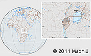 Gray Location Map of Rwanda, lighten, semi-desaturated