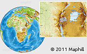 Gray Location Map of Rwanda, physical outside