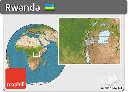 Gray Location Map of Rwanda, satellite outside