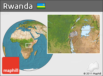 Gray Location Map of Rwanda, satellite outside