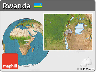 Gray Location Map of Rwanda, satellite outside