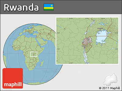 Gray Location Map of Rwanda, savanna style outside