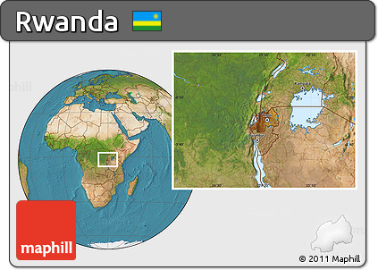 Physical Location Map of Rwanda, satellite outside