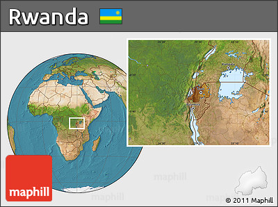 Physical Location Map of Rwanda, satellite outside